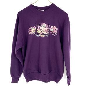 Vintage Morning Sun Sweatshirt Chipmunk Acorn Sunflower Womens Size M